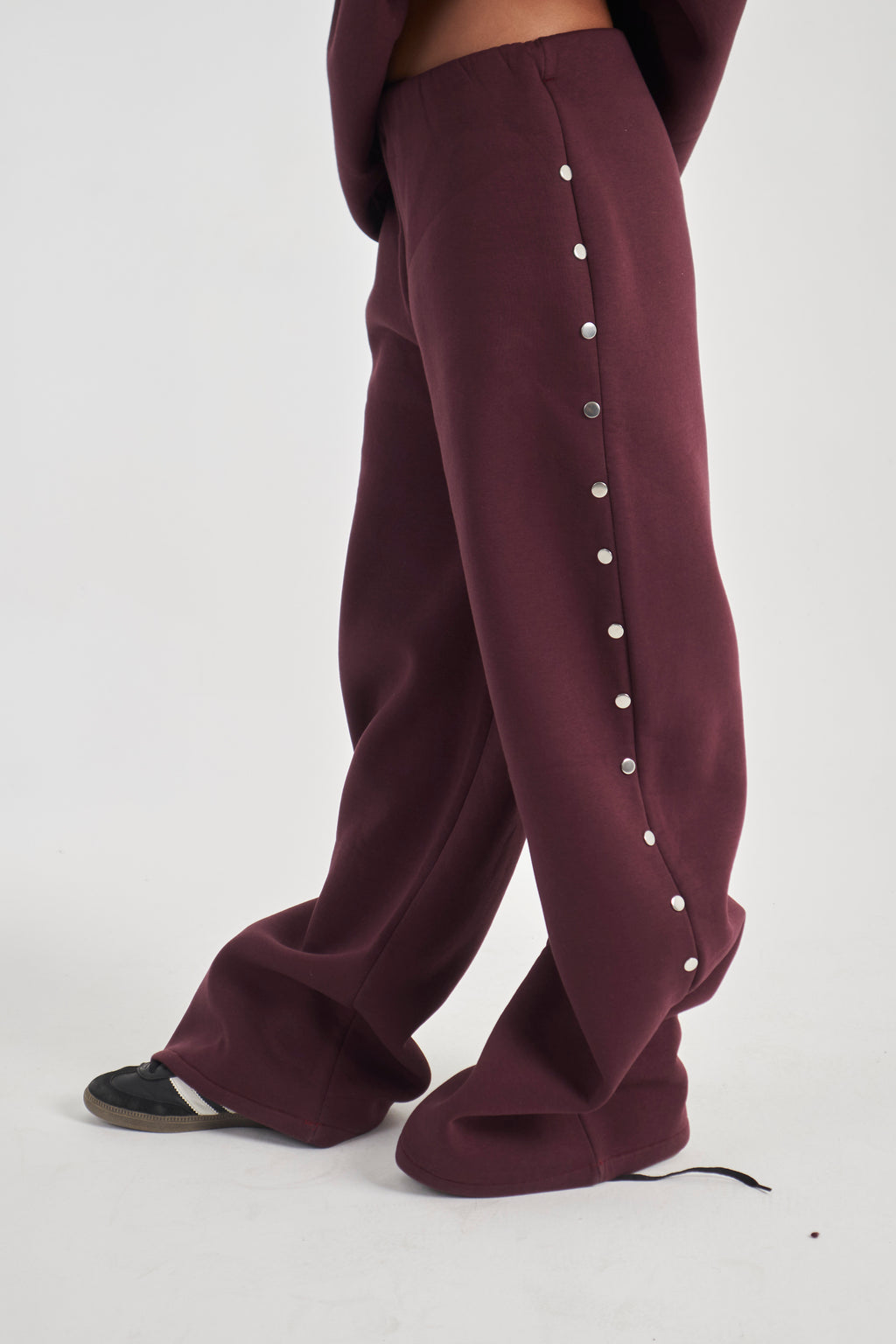 Studded burgundy sweatpants